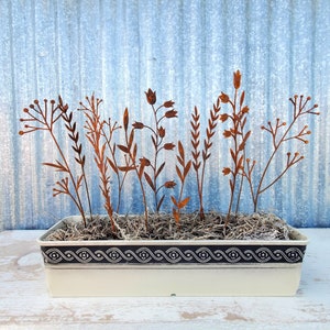 Rusty Flowers Bouquet - Wildflowers for Plant Pot Decoration - Rusted Metal Flower Plant Stake for Garden Vase