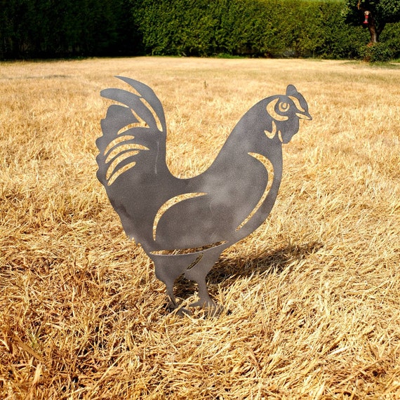 Metal Chicken Yard Art/ Rusty Hen / Chicken Garden Decor / Etsy