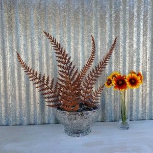 Rusty Fern Fronds Bouquet Ferns for Plant Pot Decoration Rusted Metal Flower Plant Stake for Garden Vase image 4