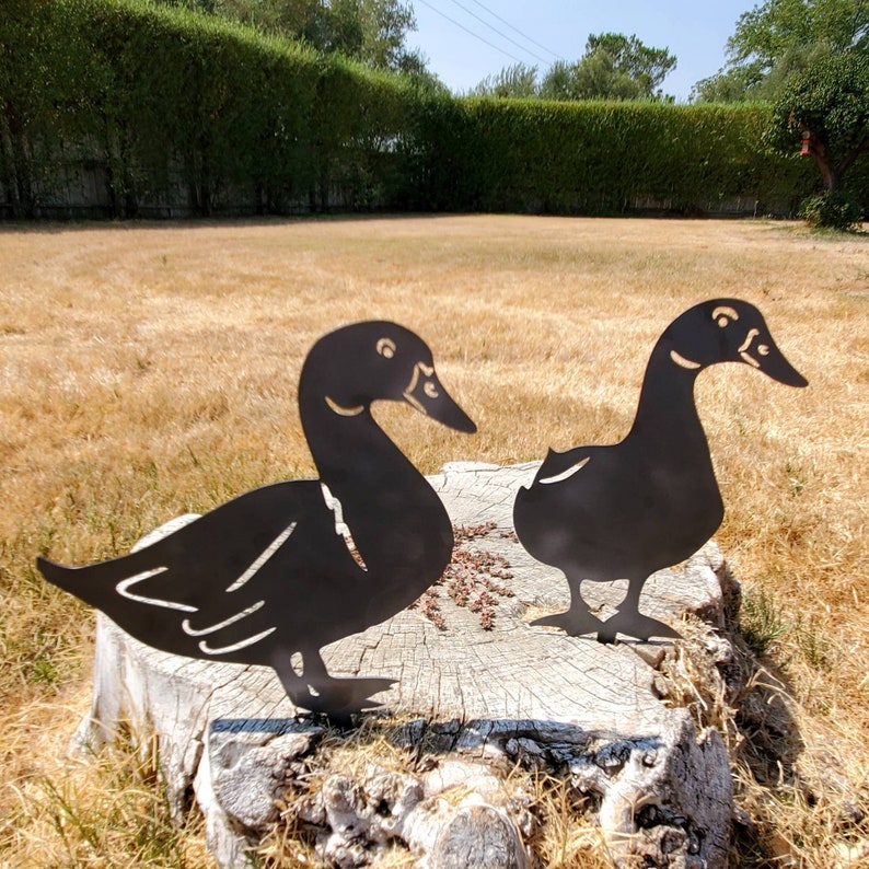 Metal Duck Yard Art/ Rusty Bird / Duck Decor / Duck Gift / Etsy