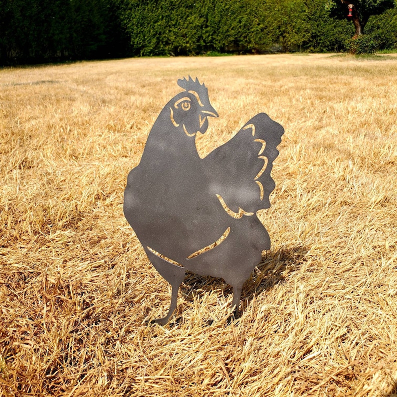 Metal Chicken Yard Art/ Rusty Hen / Chicken Garden Decor / Etsy