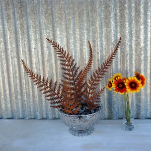 Rusty Fern Fronds Bouquet Ferns for Plant Pot Decoration Rusted Metal Flower Plant Stake for Garden Vase image 6
