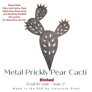 Metal Prickly Pear Cactus Yard Art | Rusty Desert Garden Stake ...