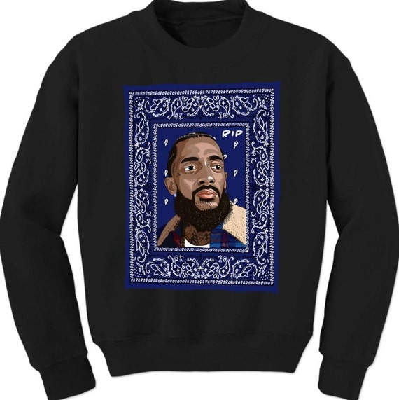 Nipsey Hussle Sweatshirt Blue Bandana 