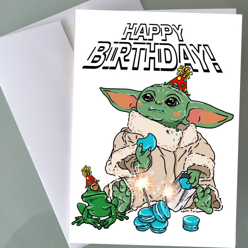 Baby Yoda Birthday Card funny birthday card cute gift for her Etsy