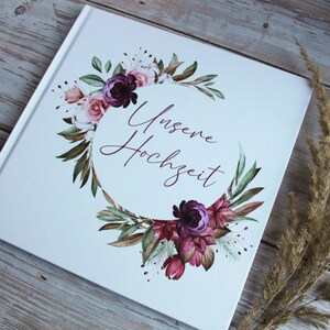 Guestbook Wedding / 21 x 21 cm / Square / Flowers / Boho