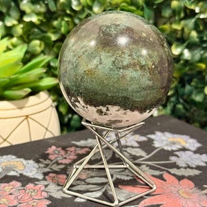 Moss Agate crystal sphere,colorful moss agate crystal ball,natural moss agate,green crystal sphere,gift for nature lover,moss agate display