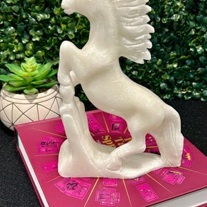 White Jade Stallion statement crystal,crystal jade horse,white jade horse carving,gift for horse lover,crystal for horse decor,jade carving