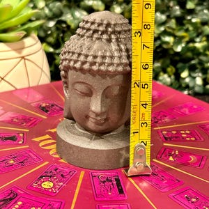 Shungite Buddha Head Carving: Spiritual Home Decor, Good Luck Gift for Business Owner, Carved Idol Stone, Chinese Symbolism Gemstone