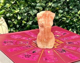 Strawberry Calcite goddess female torso crystal,lady body torso crystal,pink woman torso,metaphysical home decor,feminine torso crystal