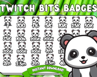 Twitch Bit Badges Set  | Panda Bits Badges | Panda Bit Badges | Panda Bits Badges| Panda Bear Twitch Bits Badges | Cute Panda Twitch | Emote