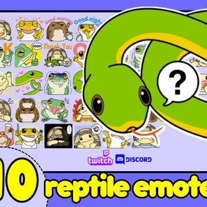 reptile twitch emotes! tortoise emotes, lizard emotes, gecko emotes, chameleon emotes, snake emotes, frog emotes, lizard twitch emotes, cute