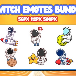 Astronaut Emotes, Twitch Emotes Bundle, Cute Astronaut Emote Bundle, Discord Emotes, Space emotes bundle, emote