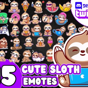 Sloth Emotes, Sloth Twitch Emotes, Cute Sloth Emotes, Sloth Discord Emote, Sloth Twitch Emote, Sloth Discord Emote Pack, Cute Sloth Pack
