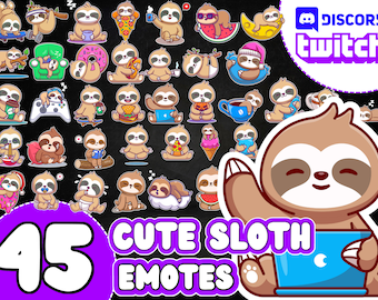 Sloth Emotes, Sloth Twitch Emotes, Cute Sloth Emotes, Sloth Discord Emote, Sloth Twitch Emote, Sloth Discord Emote Pack, Cute Sloth Pack