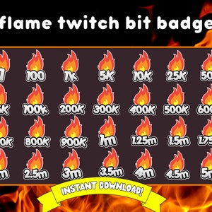 Fire Twitch Bit Badges | Fire Twitch Bits Badges Set | Flame Bit Badges | Fire sub badges| Twitch Fire Bit Badges | Flame bits badges