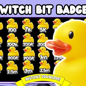 Insignias de bit de patito de goma, insignia de bit de Twitch Taco, insignias de bit de patito de goma, insignias de bit de pato de goma, insignias de bit de pollo, emoticones de pato de goma