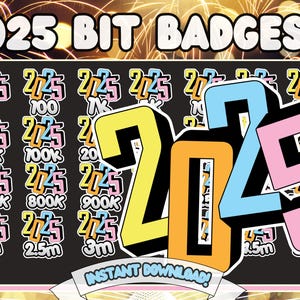 Odznaki Bit 2025, odznaki Twitch Bits nowy rok, odznaki bitowe na nowy rok, emotikony 2025, emotikony sylwestrowe, emotikony świąteczne, emotikony okresu świątecznego