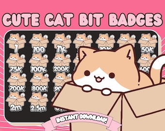 Cat Twitch Bit Badges | cat box Twitch Bits Badges | Cozy Bit Badges Cute Cat Twitch | cute cat emotes cute bit badges cozy emotes