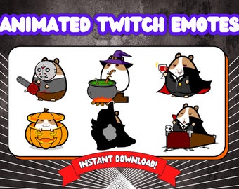 HORROR EMOTES, Chibi Style halloween emotes bundle, Halloween Animated Twitch Emote, cute hamster emotes, cute vampire emote, witch emote