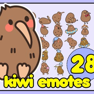 Emoticono de kiwi para Twitch, emoticonos de pájaro kiwi, emoticonos de Nueva Zelanda, emoticonos de pájaro lindo, emoticonos de pájaro lindo, emoticonos de loro lindo, insignias de bit de pájaro, loro