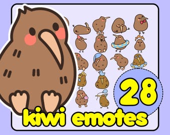 Emoticono de kiwi para Twitch, emoticonos de pájaro kiwi, emoticonos de Nueva Zelanda, emoticonos de pájaro lindo, emoticonos de pájaro lindo, emoticonos de loro lindo, insignias de bit de pájaro, loro