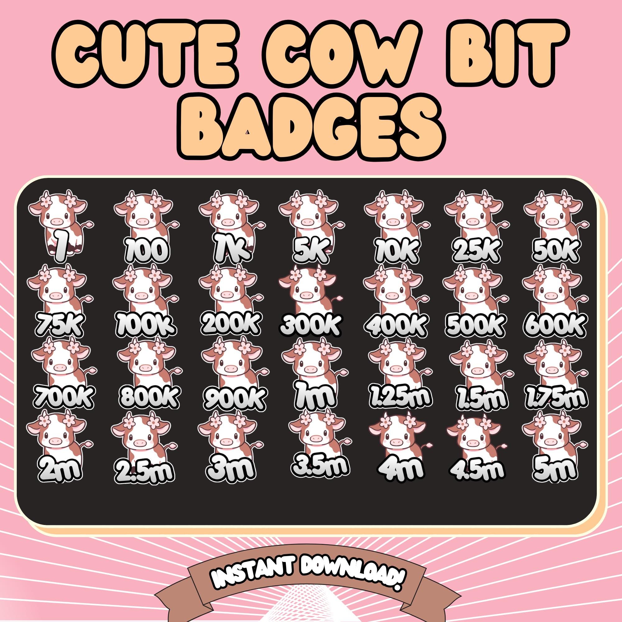 Cow Bit Cute Cow Twitch Bit Badges |cute Twitch Bits Badges | Cute Bit Badges ...
