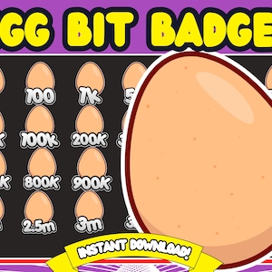 egg Bit Badges, Twitch Bit Badges, Cute Food Bit Badges, funny emotes,  food emotes twitch, funny bit badges, eggplant twitch, egg emotes