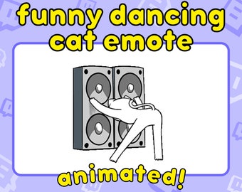 animated DJ emote, animated dance emote, animated twitch emote, animated DJ twitch emote, animated dancing emote twitch, twitch emotes, cat