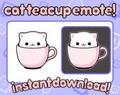 Cute Cat emote cute emotes, cute girly emotes cute twitch emotes teacup emote cat in teacup emote pink cat emote pink emote twitch white cat