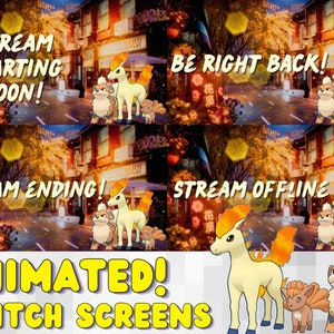 Pokemon Twitch Screens, Fire Pokemon Twitch Screens Pokemon Starting Soon, Vulpix Ponyta Twitch BRB Screen. Twitch Be right back