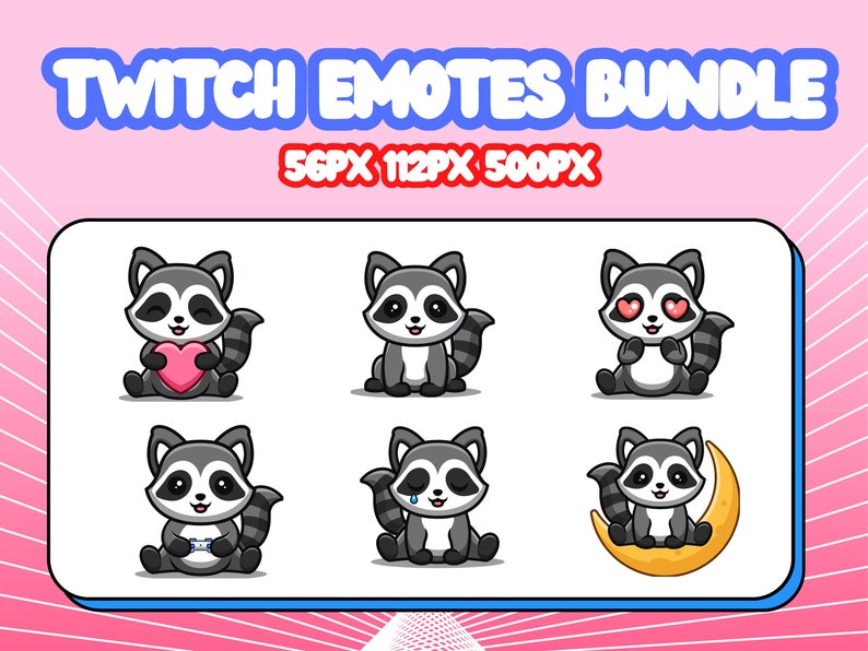 Cute Raccoon Emotes, Cute Chibi Raccoon Twitch Emotes, Raccoon Emote ...