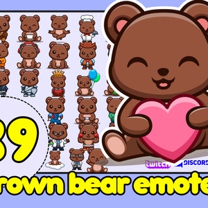 Emotes de oso pardo, emotes de contracción de Grizzly, emotes de contracción de oso pardo lindo de discordia, emotes de oso negro, emotes de oso de peluche lindo emotes de oso polar