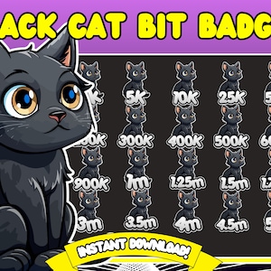 黒猫 Twitch ビットバッジ | 黒 Twitch ビットバッジ | blackcat Twitch ビットバッジ かわいい猫 Twitch | ハロウィン ビットバッジ ハロウィン猫