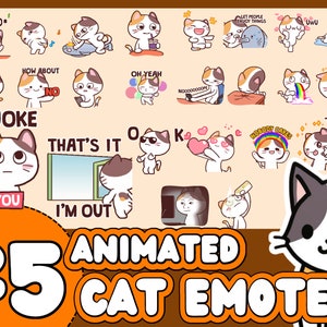 Funny Cat Emotes, Funny Twitch Emotes, Cute Cat Emotes, Animated Cat Twitch Emotes, Calico twitch emote, Calico cat emotes, Calico Emotes