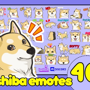 40 Shiba Twitch Emotes Bundle, Shiba inu emotes dog megapack, Shiba dog emote, discord emotes dog, Shiba emote pack, cute dog twitch emotes