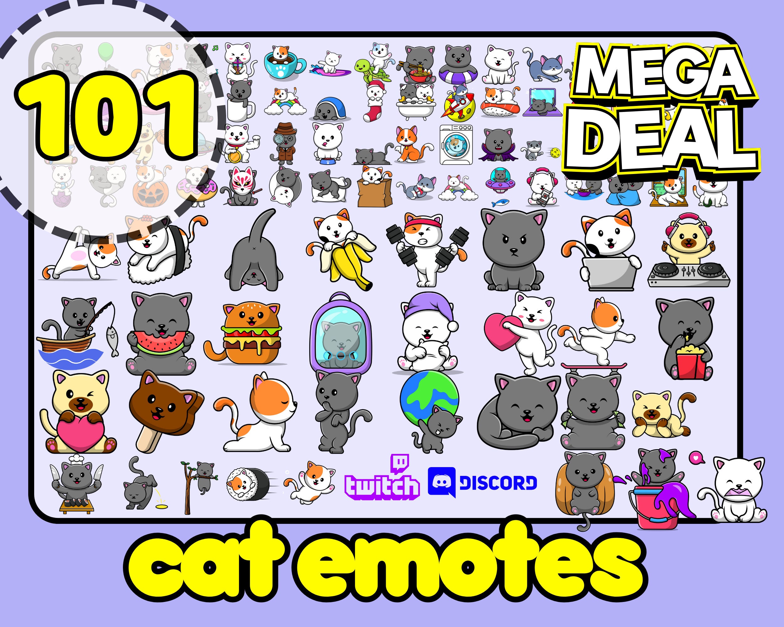 101 Cat Emotes Twitch, Cute Cat Emotes, Black Cat Twitch Emote, Black ...