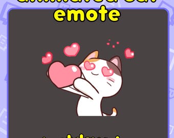 Funny Cat Emote, cat heart twitch emote, Funny Twitch Emotes, Cute Cat Emotes, Animated Cat Twitch Emotes Calico twitch emote Calico cat