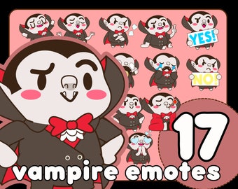 ¡Emotes de vampiro! Emotes de vampiro lindos para Twitch, emotes de miedo lindos, emotes de Halloween, tema de Halloween para Twitch, tema de vampiro para Twitch, Discord