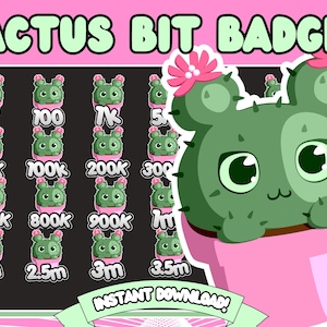 plant Bit Badges, Twitch Bits Badges,  plant mom Bit Badges flower bit badges, plant emotes twitch, cactus bit badges, cactus emote