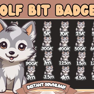 Wolf Twitch Bit Badges, wolf bit badges Cute Husky Twitch, Husky Twitch, Cute Dog Bits Badges, Cute Husky for twitch, twitch wolf emotes