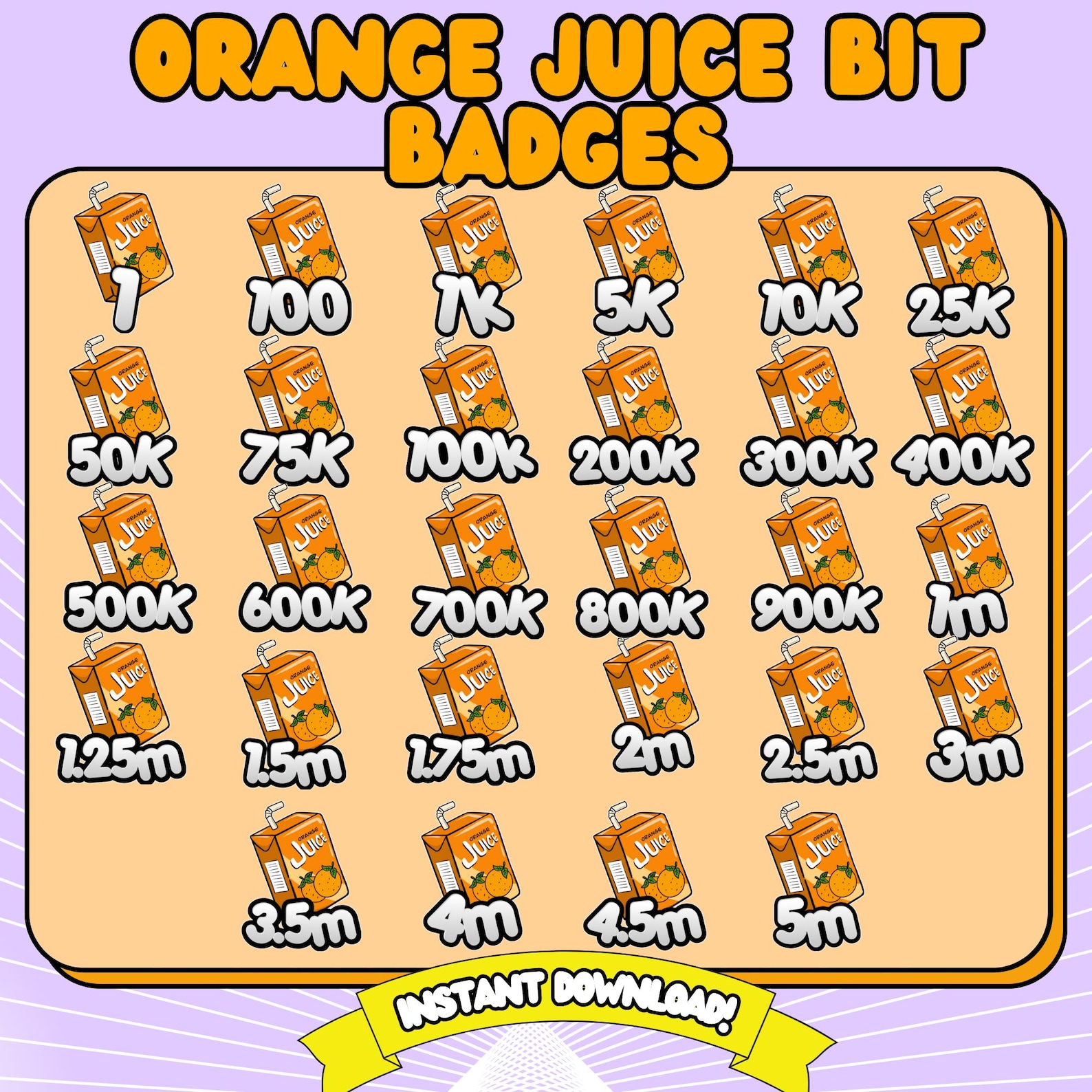 Orange Juice Bit Badges, Twitch Bits Badges OJ, Cute Orange Bits Badges ...