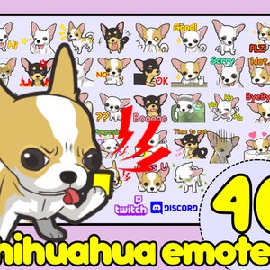 40 Chihuahua Twitch Emotes Bundle, small dog emotes dog megapack emotes, cute small dog emote, discord emotes dog, cute dog emotes twitch