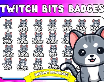 Twitch Bit Badges | Twitch Bits Badges | Cat Twitch Bit Badges | Cute Cat Twitch | Kawaii Cat Twitch Badges | Cute Cat bits badges