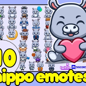 Hippo Emotes, hippopotamus Twitch Emotes,  hippo twitch Emotes, cute animal twitch discord emotes, hippopotamus emotes