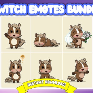 Twitch Emotes, Horse Emotes, Cute Horse Emotes, Cute Pony Twitch Emotes, Chibi Animal Twitch Emotes, Cute animal emote, cute animal emotes