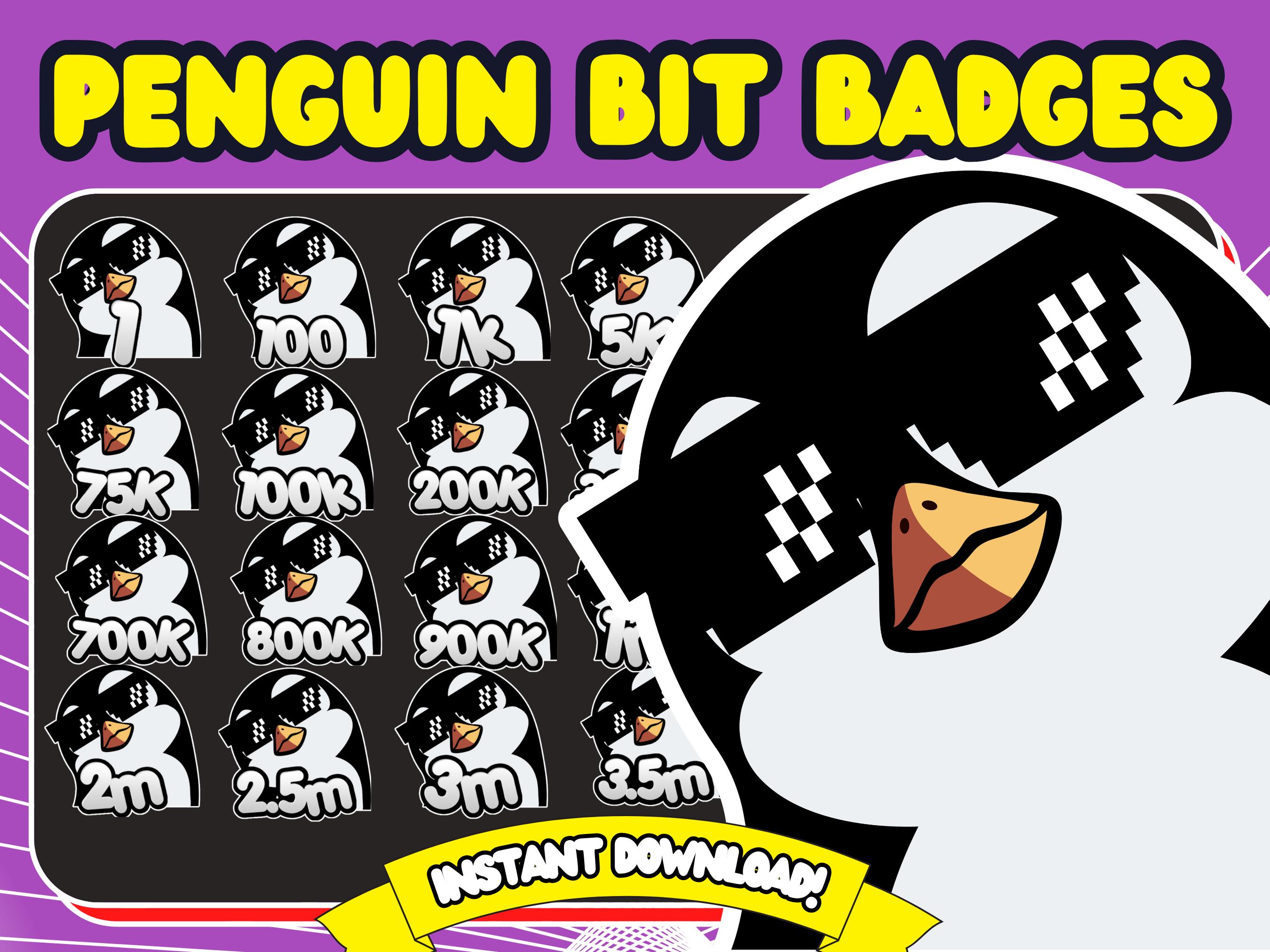 Penguin Twitch Bit Badges | Twitch Bits Penguin Badges | Penguin