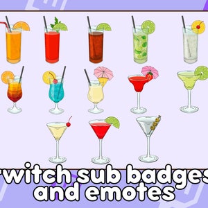 Cocktail Emotes Twitch, Cocktails Emotes, Cocktails Sub Badges, Spirituosen Emotes Twitch, Spirituosen Twitch Emotes, Cocktail Sub Badges Twitch