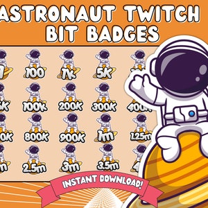 Astronaut Twitch Bits Badges | Planet Twitch Bit Badges | Saturn Twitch Bits Badges Set | Twitch Tier Badges | Space Twitch Badges Sub badge