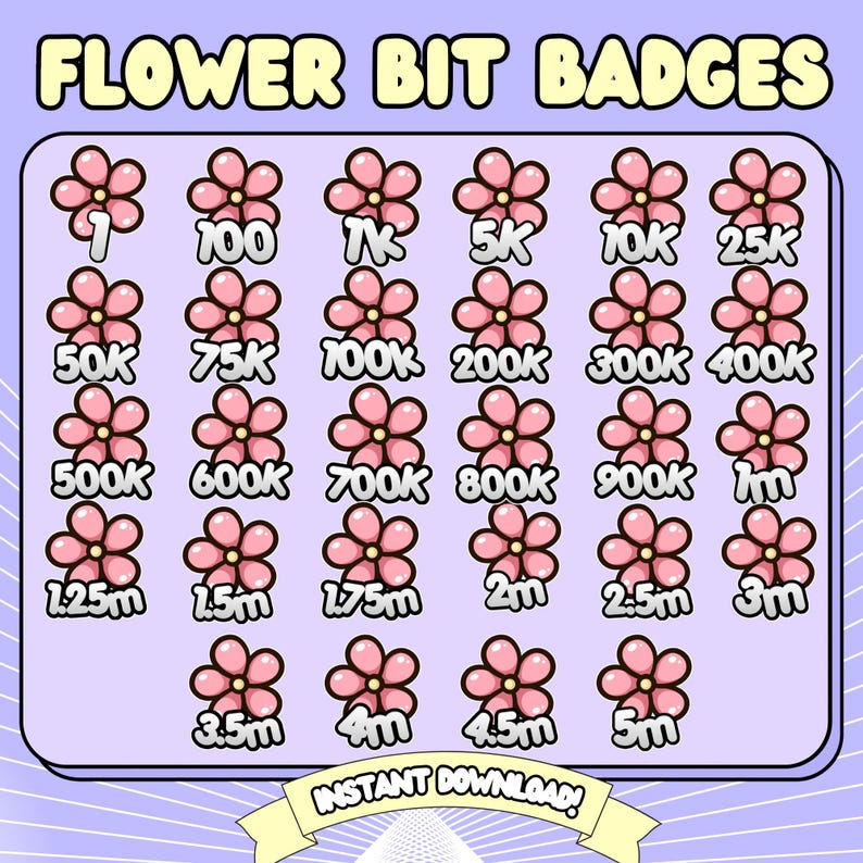 Flower Bit Badges, Twitch Bits Badges, Plant Mom Bit Badges Flower ...